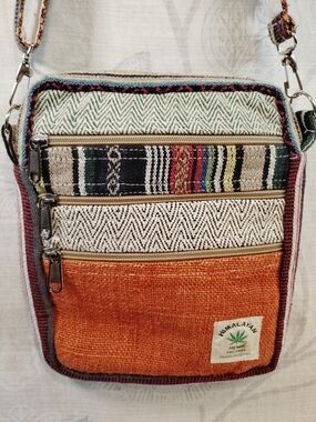 Himalayan Hemp Orange & Multi Stripe Messenger Bag